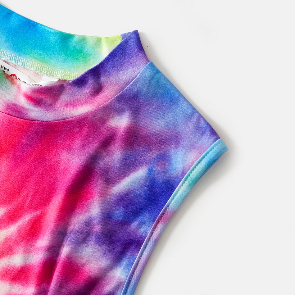Colorful Tie Dye Mock Neck Bodycon Tank Dress for Mom and Me Colorful big image 3