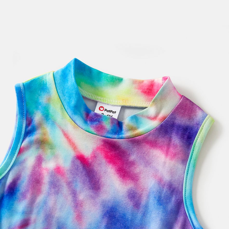 Colorful Tie Dye Mock Neck Bodycon Tank Dress for Mom and Me Colorful big image 6