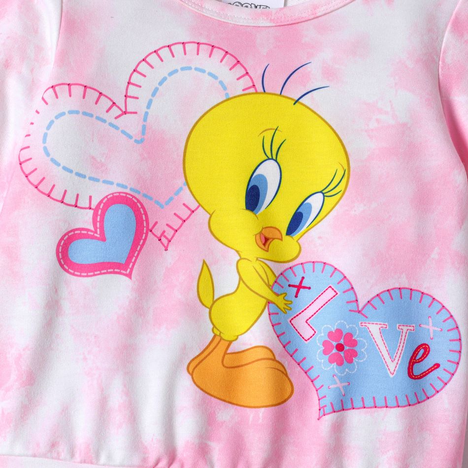 Looney Tunes 2pcs Toddler Girl Allover Print Pullover Sweatshirt and Pants Set Pink big image 2