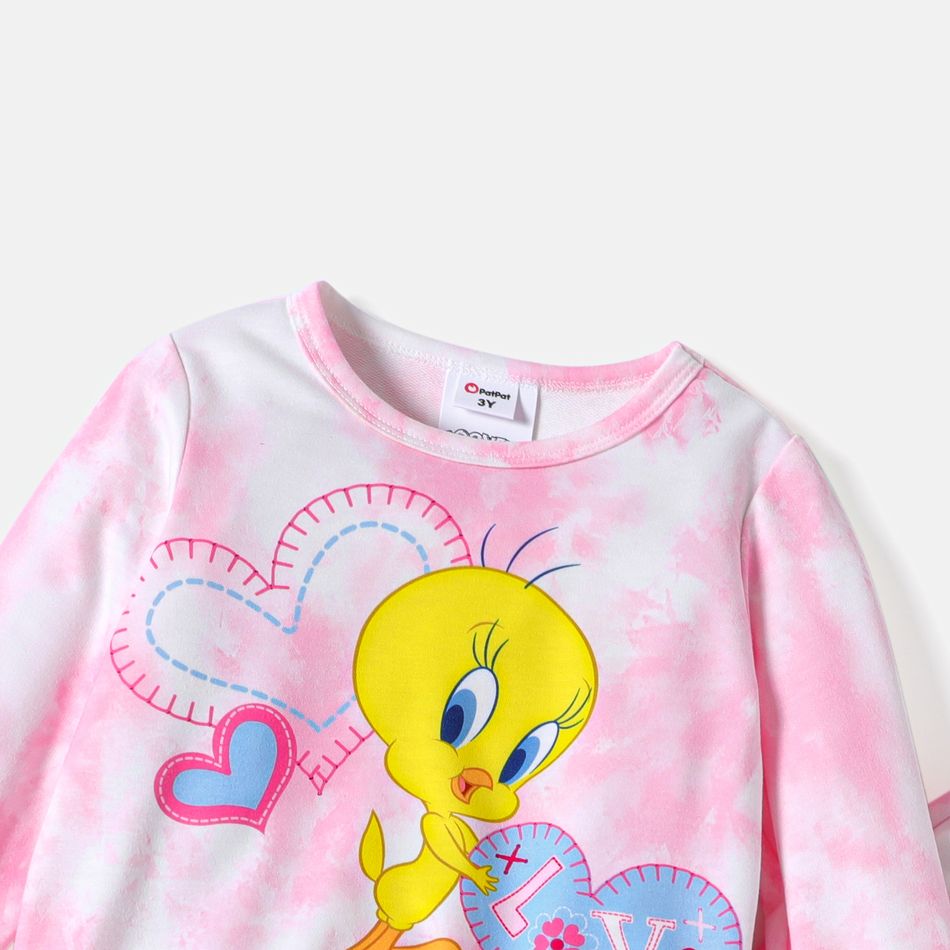Looney Tunes 2pcs Toddler Girl Allover Print Pullover Sweatshirt and Pants Set Pink big image 4