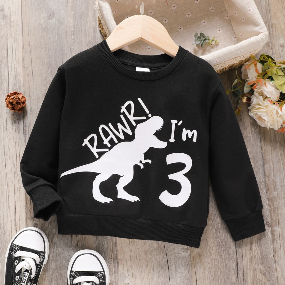 2-Pack Toddler Boy Animal Dinosaur Letter Print Pullover Sweatshirt Multi-color big image 2