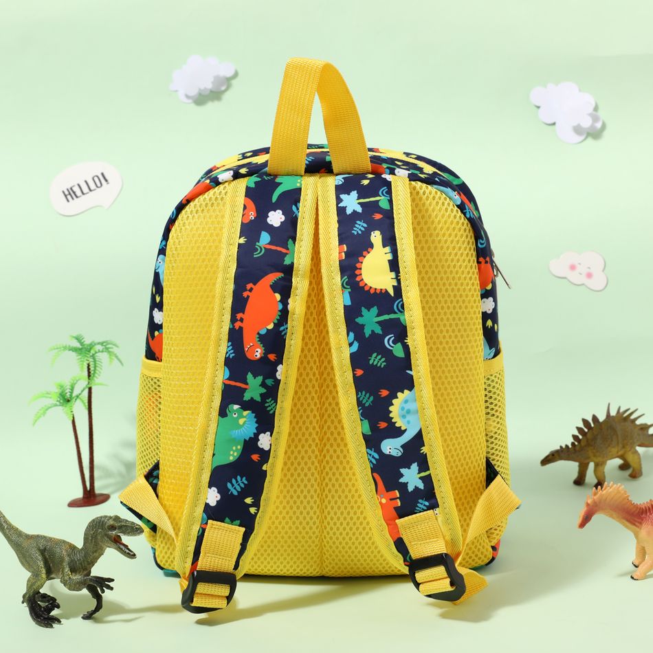Kids Flat Cartoon Dinosaur Pattern Large Capacity Preschool Book Bag Travel Backpack Royal Blue big image 4