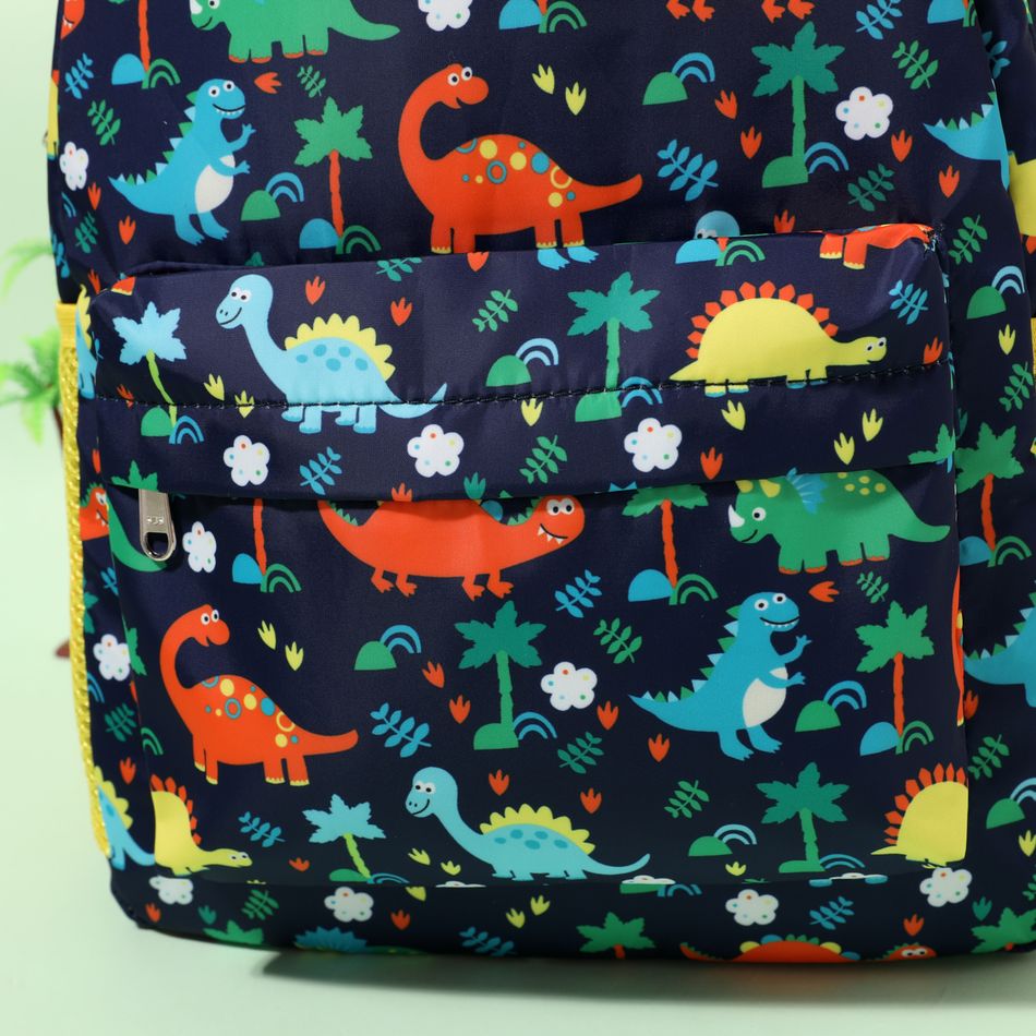 Kids Flat Cartoon Dinosaur Pattern Large Capacity Preschool Book Bag Travel Backpack Royal Blue big image 3