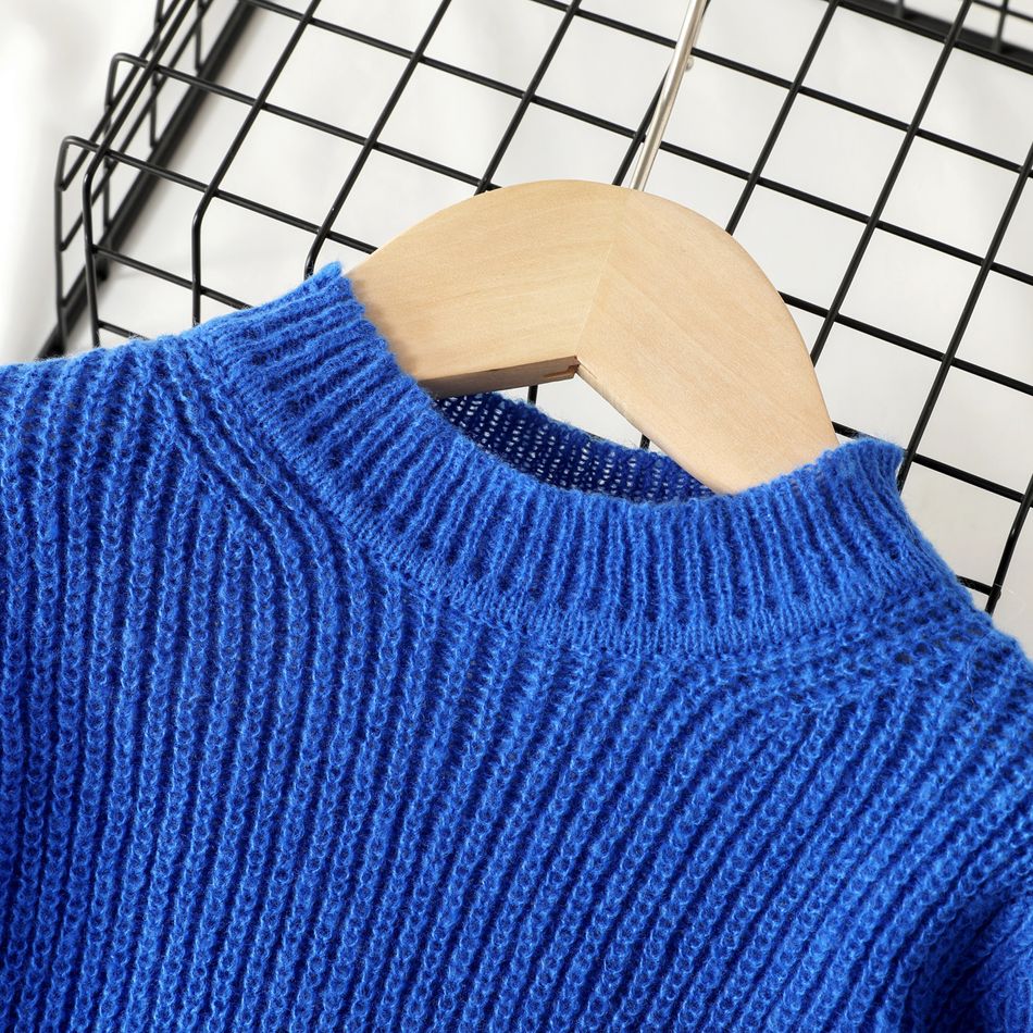 Toddler Girl Basic Solid Color Knit Sweater Blue big image 4