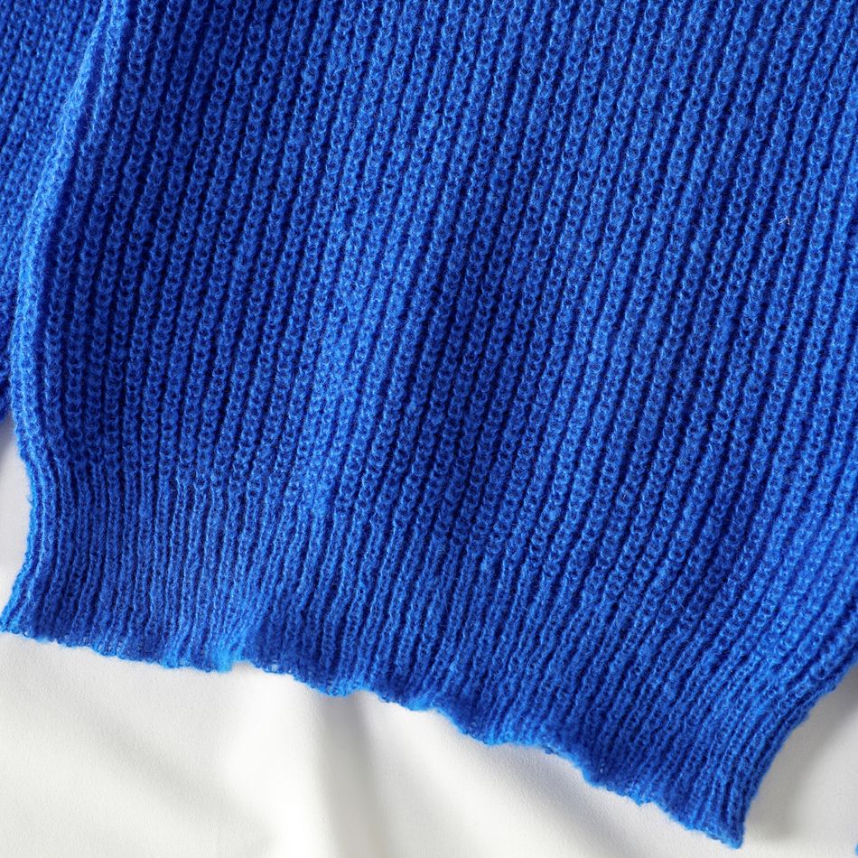 Toddler Girl Basic Solid Color Knit Sweater Blue big image 7