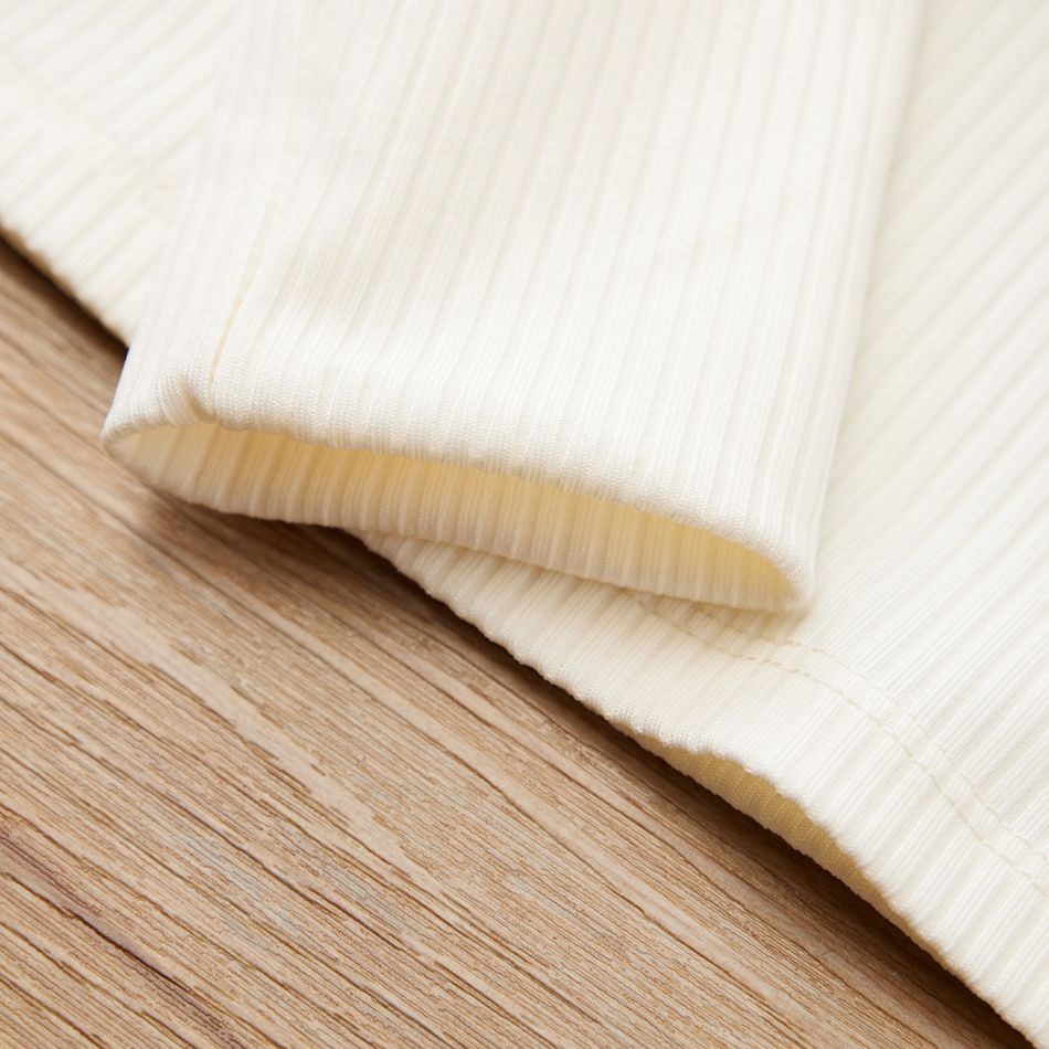 Kinder Mädchen Puffärmel Unifarben Langärmelig T-Shirts nicht-gerade weiss big image 4