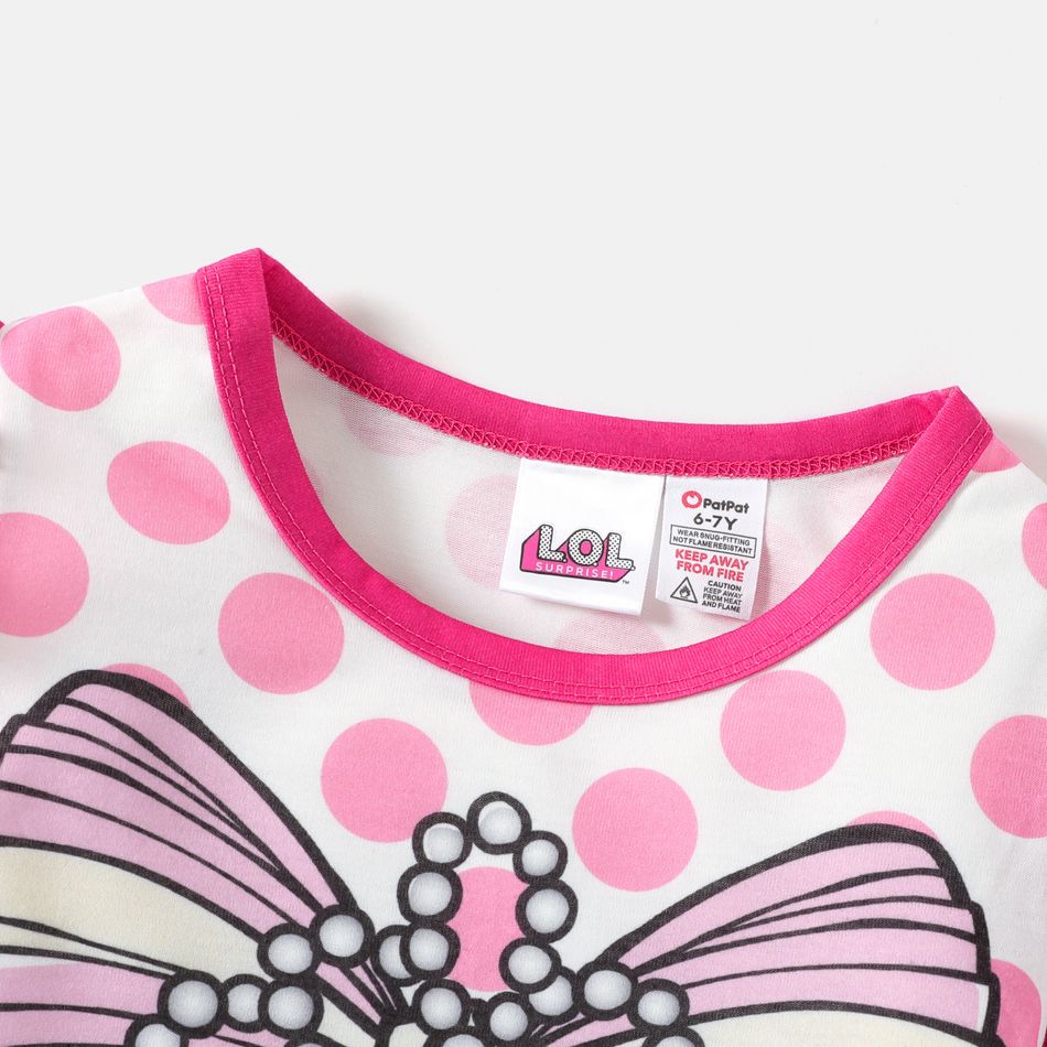 L.O.L. SURPRISE! Kid Girl Characters Print Polka dots Ruffled Long-sleeve Nightdress Sleepwear Pink big image 2