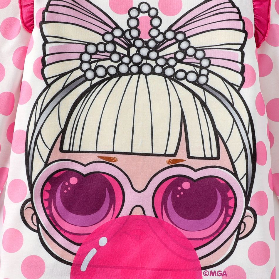 L.O.L. SURPRISE! Kid Girl Characters Print Polka dots Ruffled Long-sleeve Nightdress Sleepwear Pink big image 3