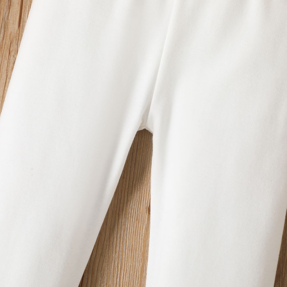 Toddler Girl Basic 100% Cotton Solid Color Leggings White big image 4