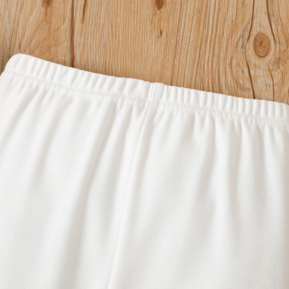 Toddler Girl Basic 100% Cotton Solid Color Leggings White big image 3