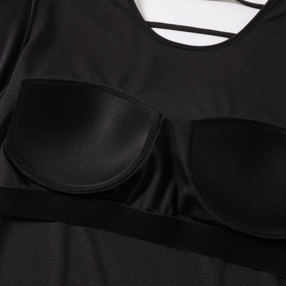 Activewear Moisture Wicking Maternity Black Tie Back Sports Short-sleeve Top Black big image 7