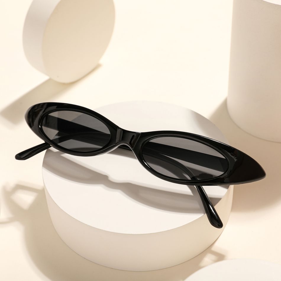 Women Narrow Cat Eye Frame Fashion Glasses (With Glasses Case) Black big image 2
