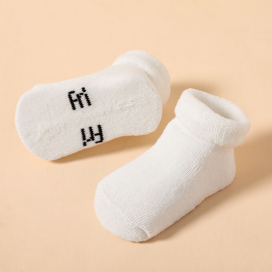 7-pairs Baby Week Letter Pattern Terry Cuff White Socks White big image 4