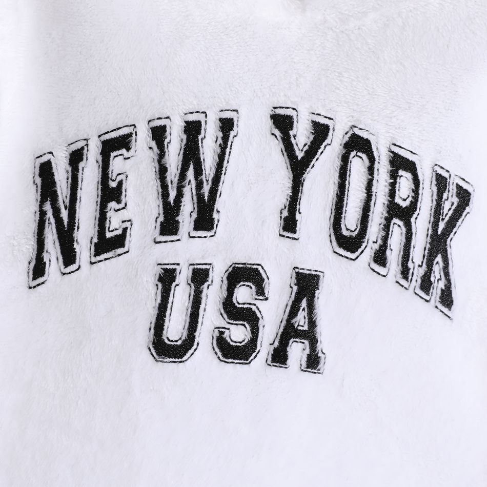 2pcs Baby Boy 95% Cotton Sweatpants and Letter Embroidered Long-sleeve Fuzzy Hoodie Set Color block big image 4