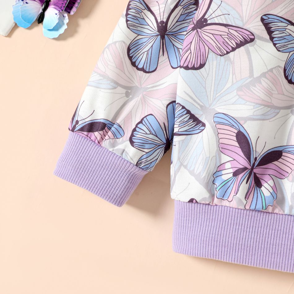 Toddler Girl Animal Butterfly Print Pullover Sweatshirt Purple big image 5