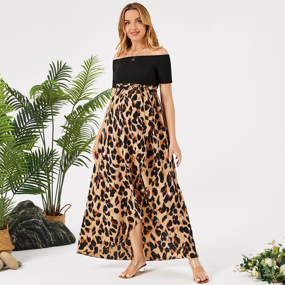 Maternity Front Slit Off-Shoulder Dress Khaki