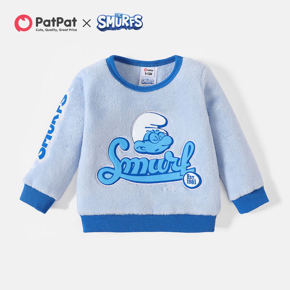 The Smurfs Baby Boy Long-sleeve Graphic Fluffy Pullover Blue big image 1