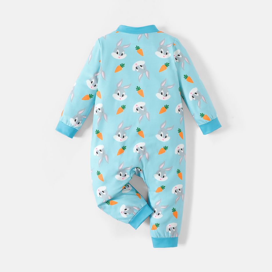 Looney Tunes Baby Boy/Girl Allover Print Long-sleeve Snap Jumpsuit Blue big image 3