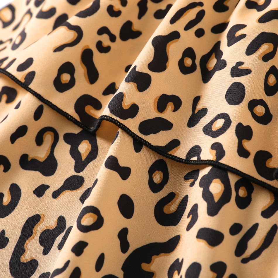 Kid Girl Leopard Print/Houndstooth Skirt Leggings Brown big image 5