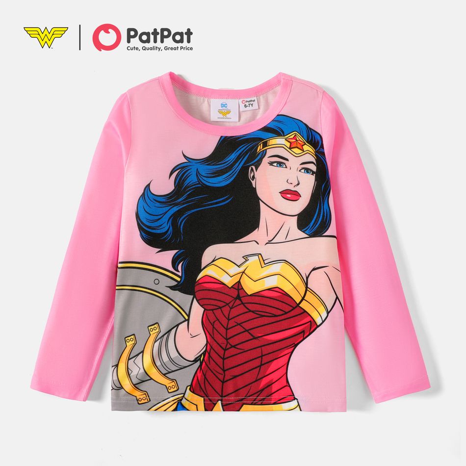 Justice League Kid Girl/Boy Character Print Long-sleeve Tee Pink