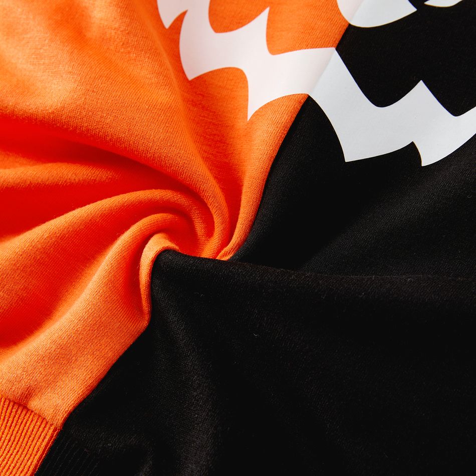 Halloween Family Matching Glow In The Dark Pumpkin Print Long-sleeve Colorblock Sweatshirts ColorBlock big image 11