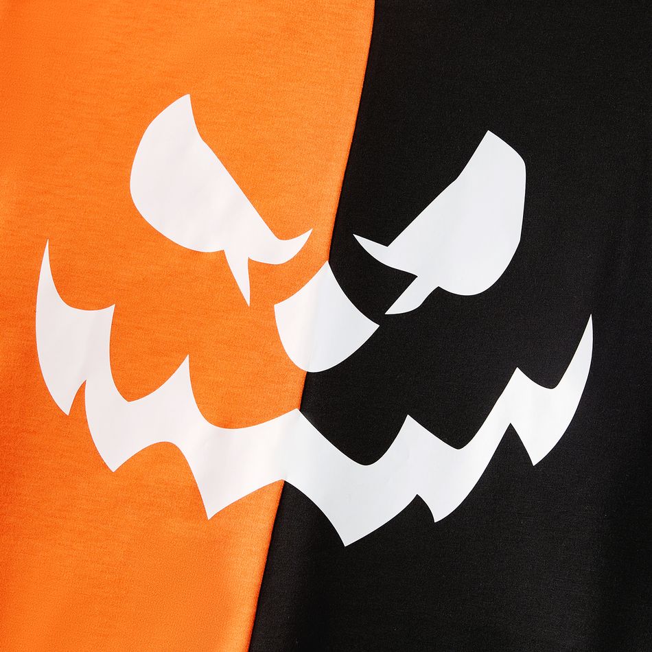 Halloween Family Matching Glow In The Dark Pumpkin Print Long-sleeve Colorblock Sweatshirts ColorBlock big image 6