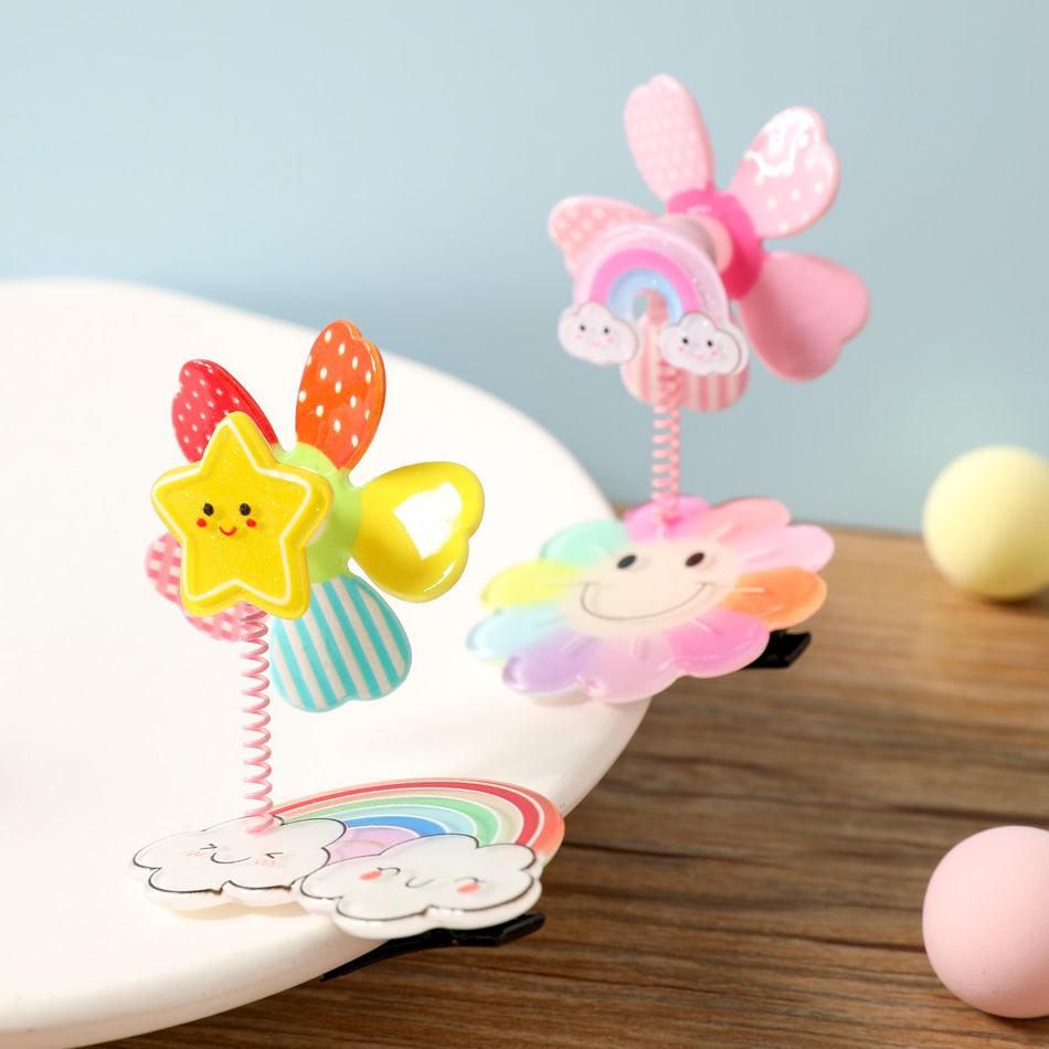 2-pack Creative Rainbow Pinwheel Hair Clip for Girls Rose Gold big image 5