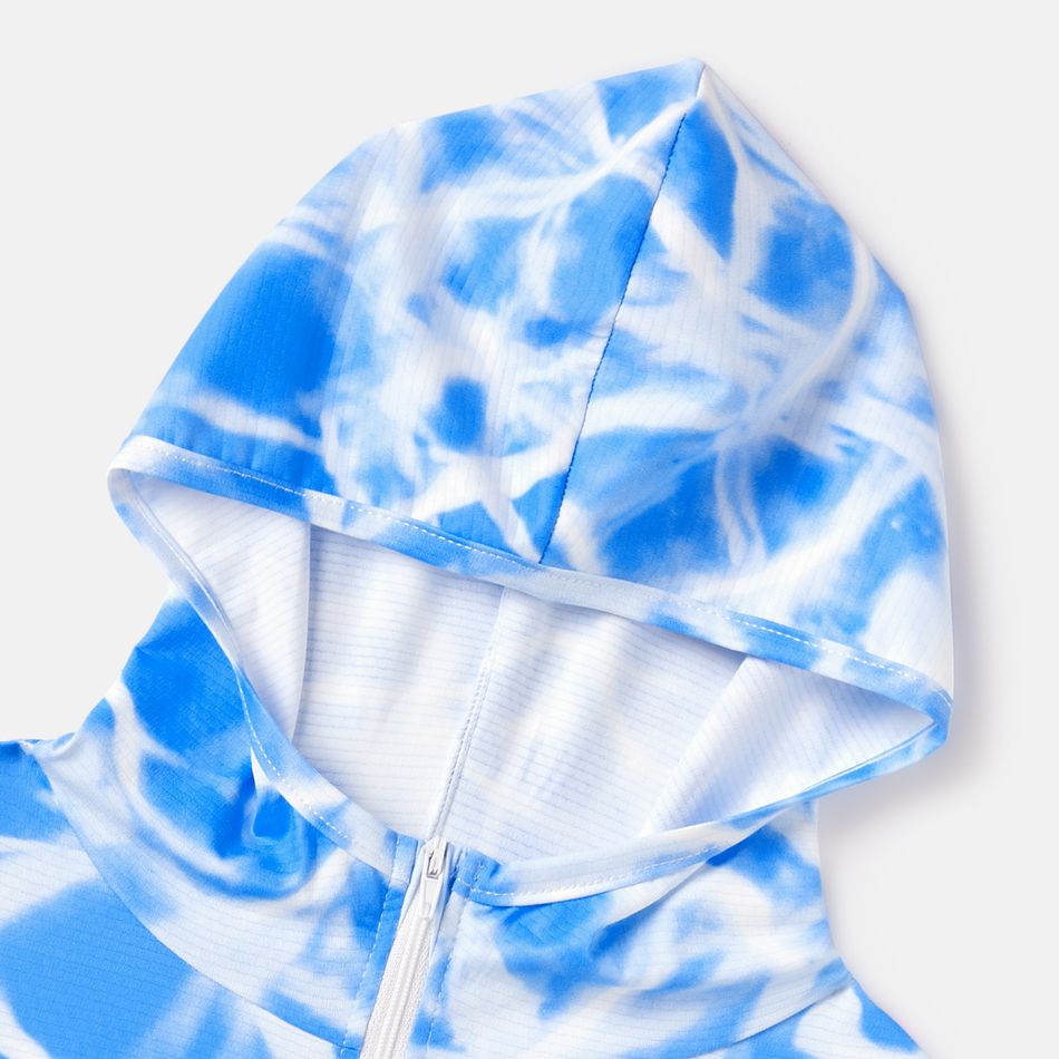 Activewear Anti-UV Kid Boy Tie Dyed Sun Protection Hooded Jacket Light Blue big image 2