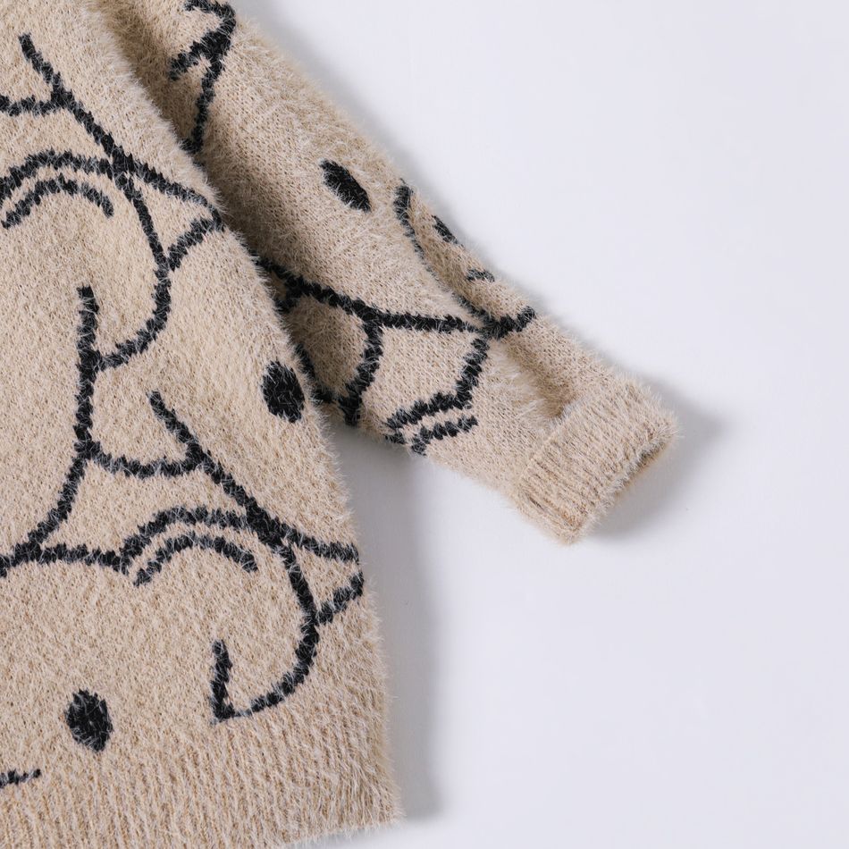 Toddler Boy Animal Bear Pattern Knit Sweater Khaki
