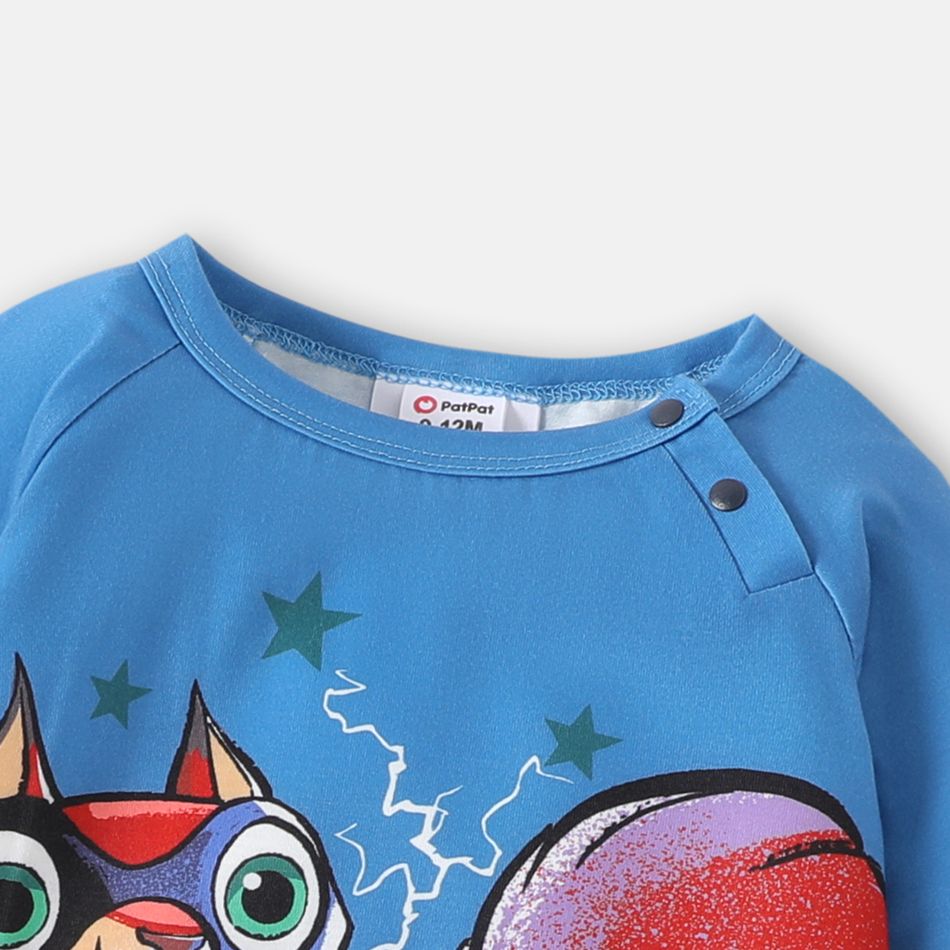 Super Pets Baby Boy/Girl Long-sleeve Graphic Jumpsuit Sky blue big image 4