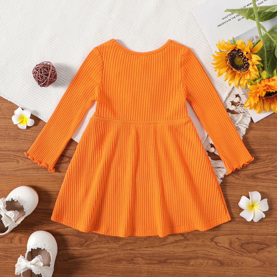 2-Pack Baby Girl Long-sleeve Solid Rib Knit and Allover Sunflower & Leopard Print Dresses Set MultiColour big image 8