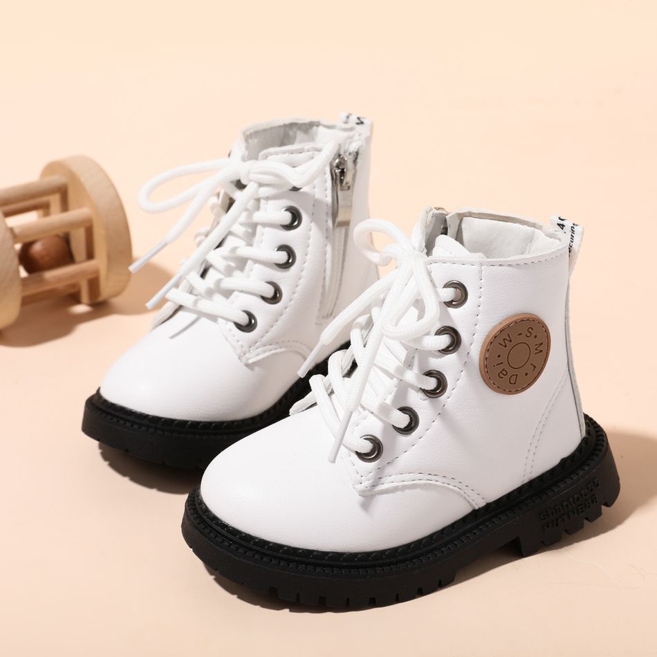 Toddler / Kid Zipper Closure Casual Boots White big image 3