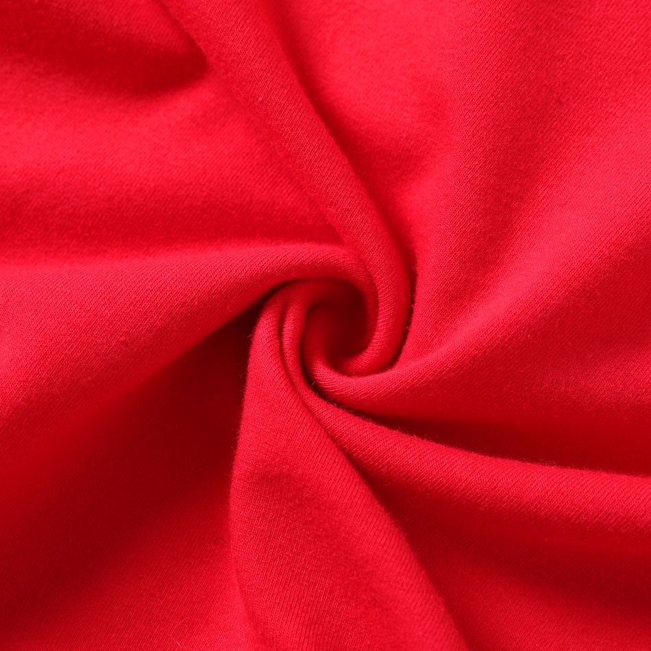 2pcs Kid Boy Letter Print Zipper Design Red Sweatshirt and Elasticized Pants Set Red big image 6