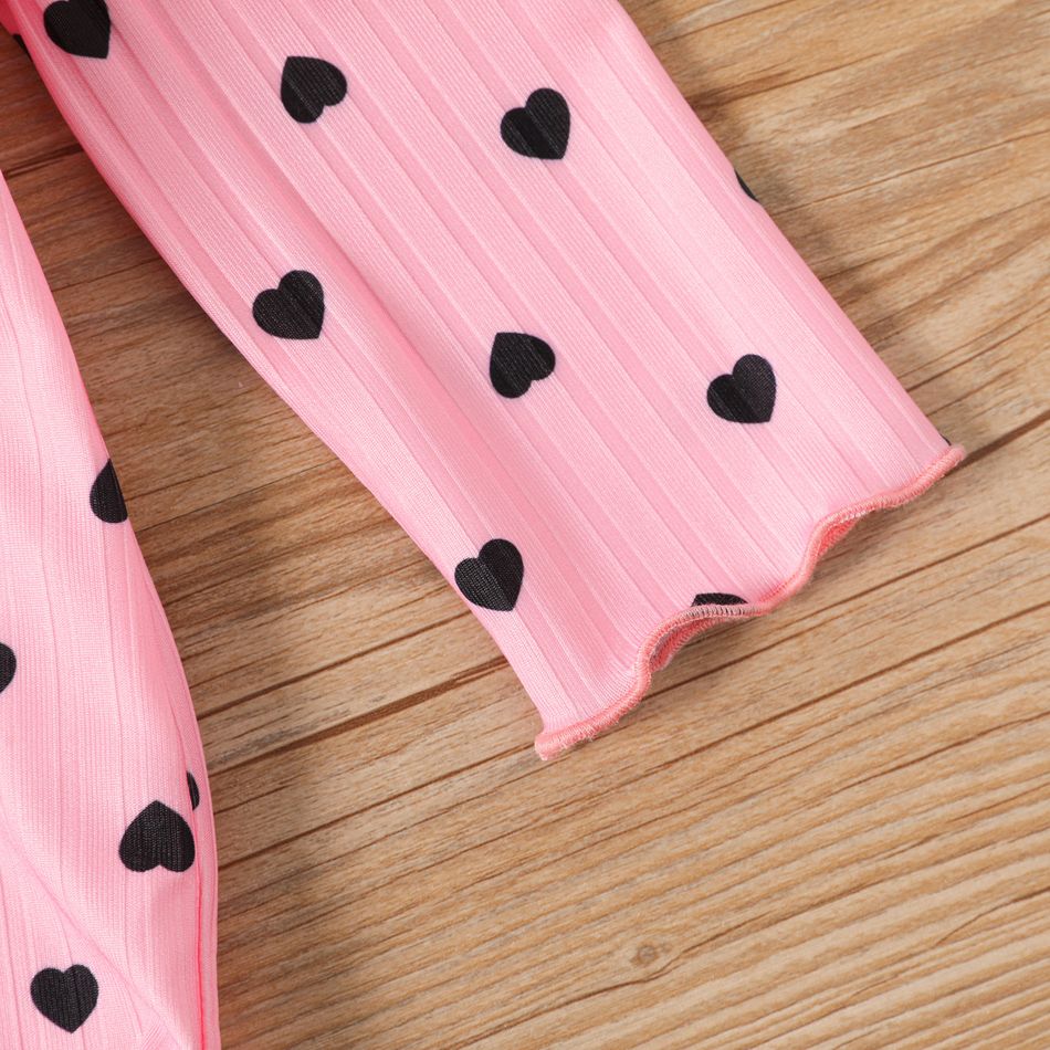 Baby Girl Allover Love Heart Print Rib Knit Long-sleeve Top Pink big image 6