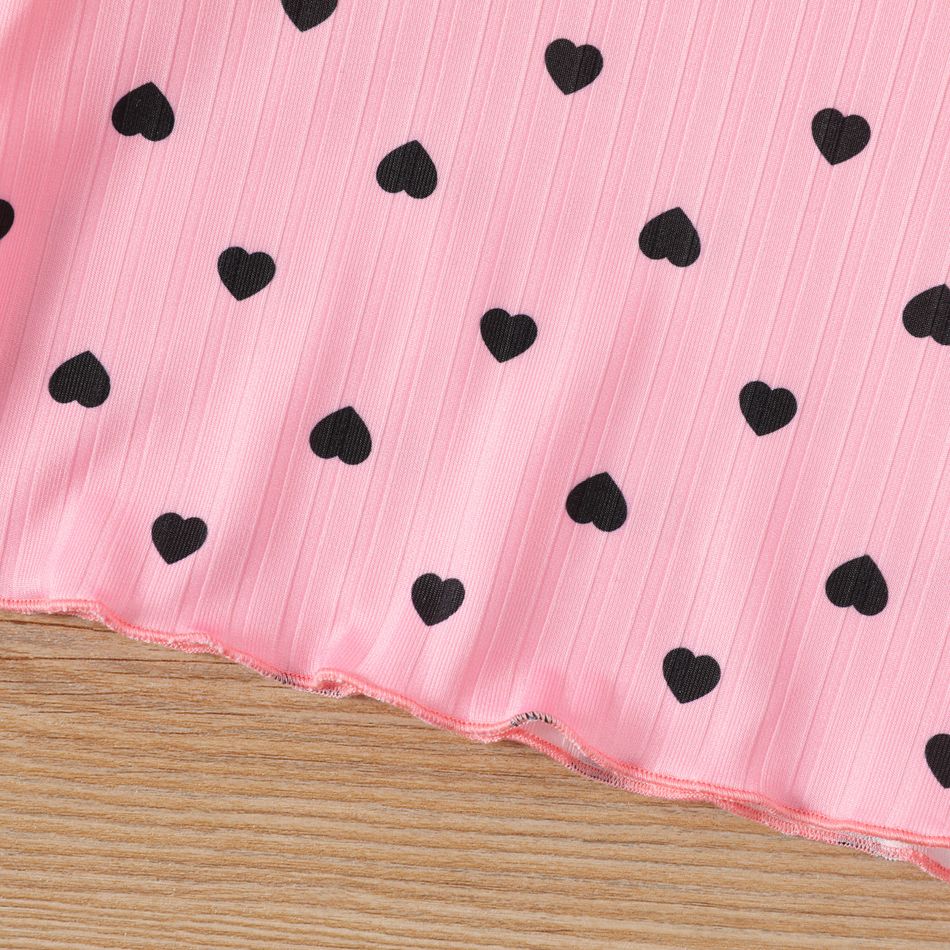 Baby Girl Allover Love Heart Print Rib Knit Long-sleeve Top Pink big image 5