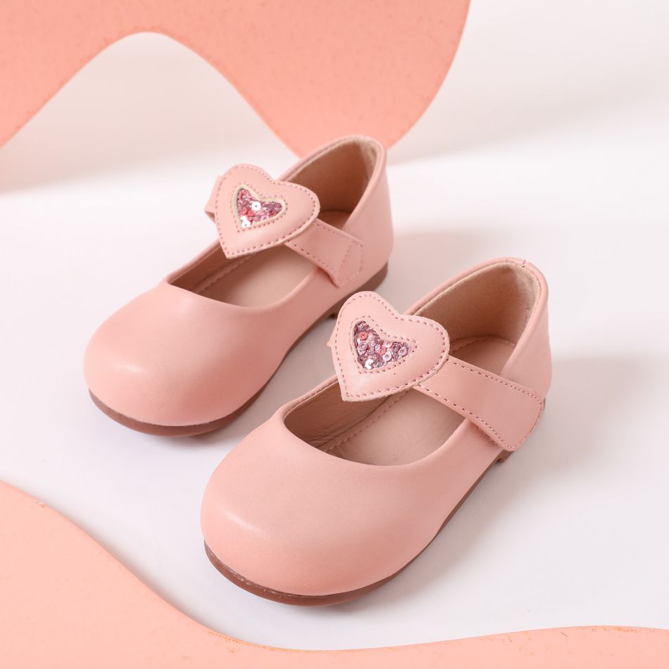 Toddler / Kid Sequin Heart Decor Fashion Flats Pink big image 2