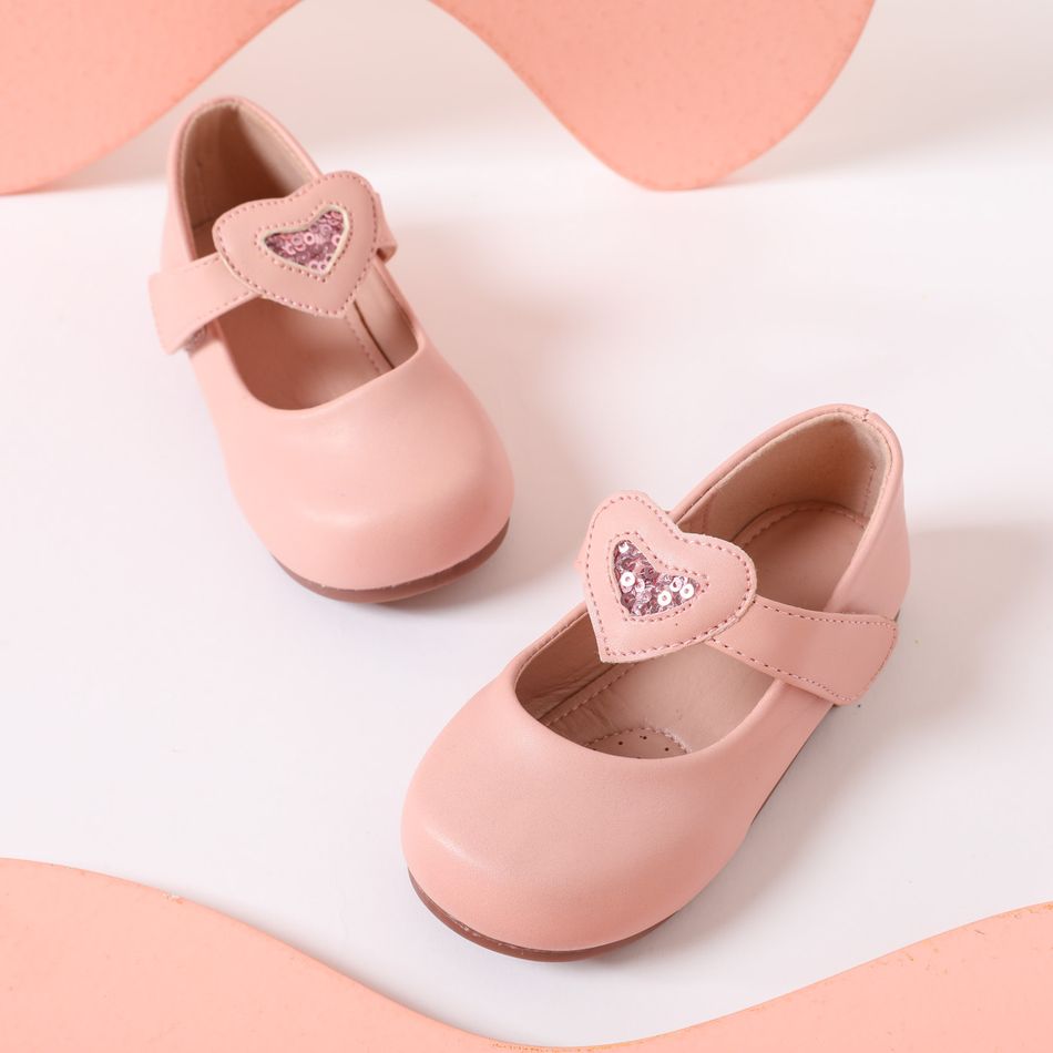 Toddler / Kid Sequin Heart Decor Fashion Flats Pink big image 1