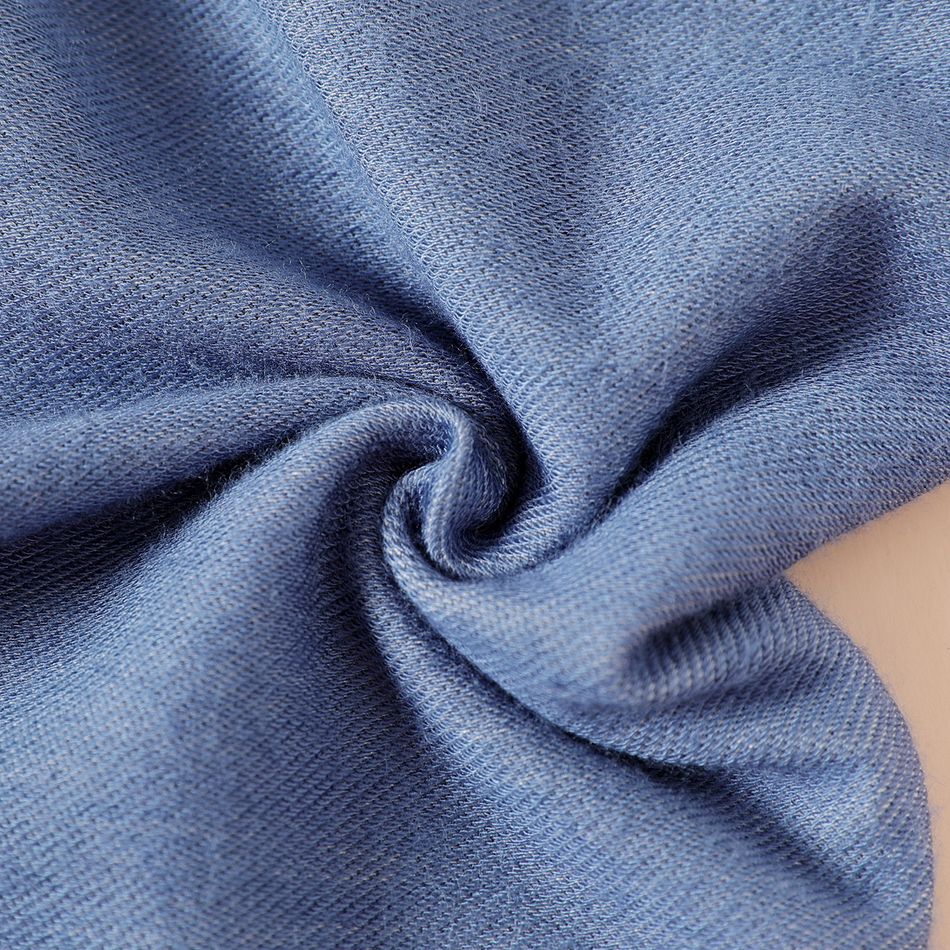 Calça jeans de cor sólida com design bowknot para garotas azul denim big image 5