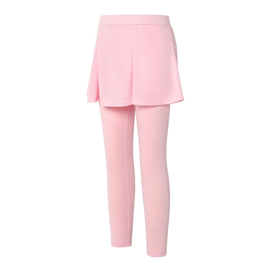 Kid Girl Faux-two Solid Color Elasticized Skirt Leggings Pink big image 4