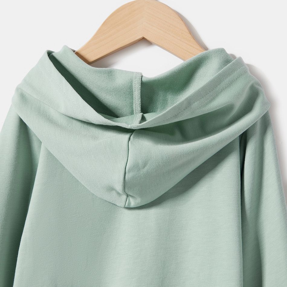 Letter Print Green Long-sleeve Drawstring Hoodie Dress for Mom and Me Green big image 14
