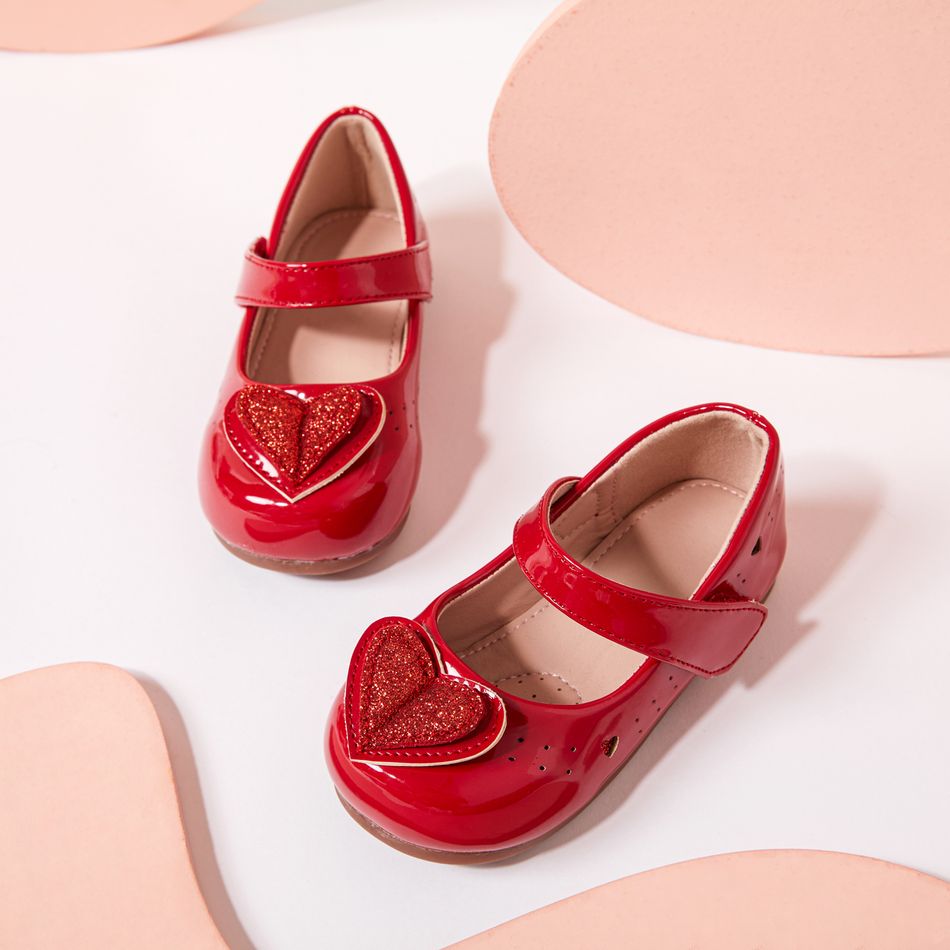 Toddler / Kid Glitter Heart Decor Fashion Flats Red big image 1