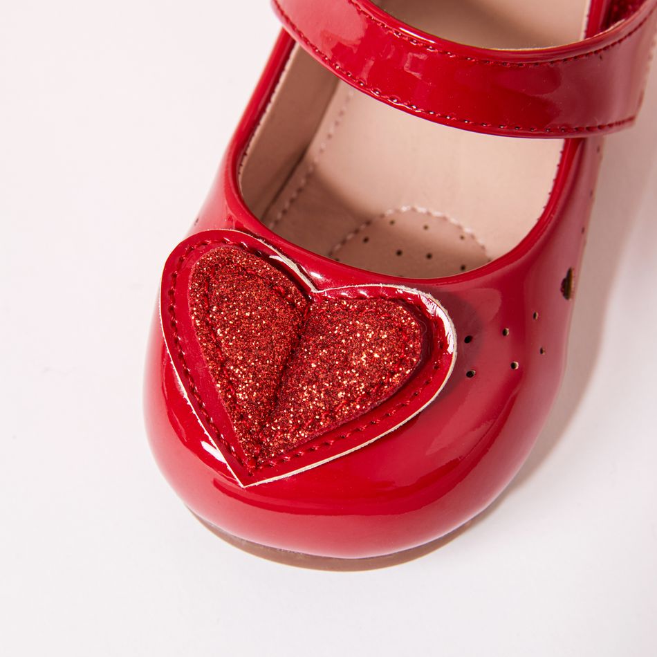 Toddler / Kid Glitter Heart Decor Fashion Flats Red big image 4