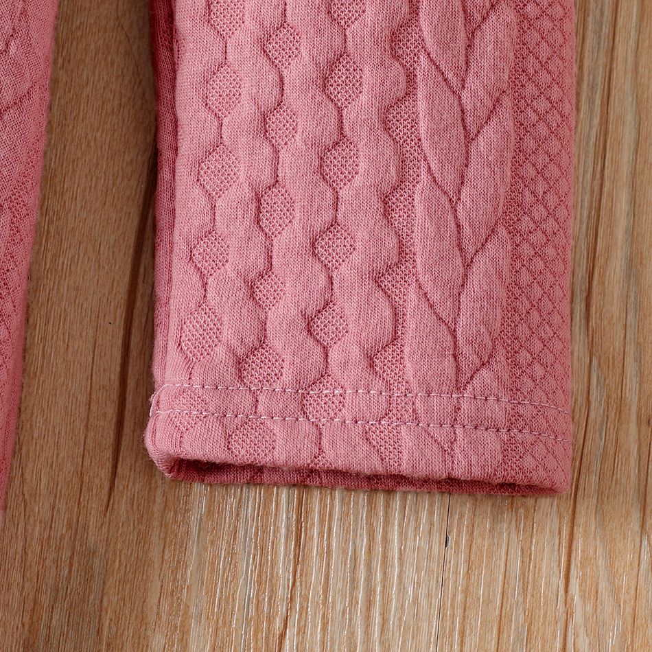 Kid Girl Cable Knit Bowknot Design Long-sleeve Pink Pink big image 4