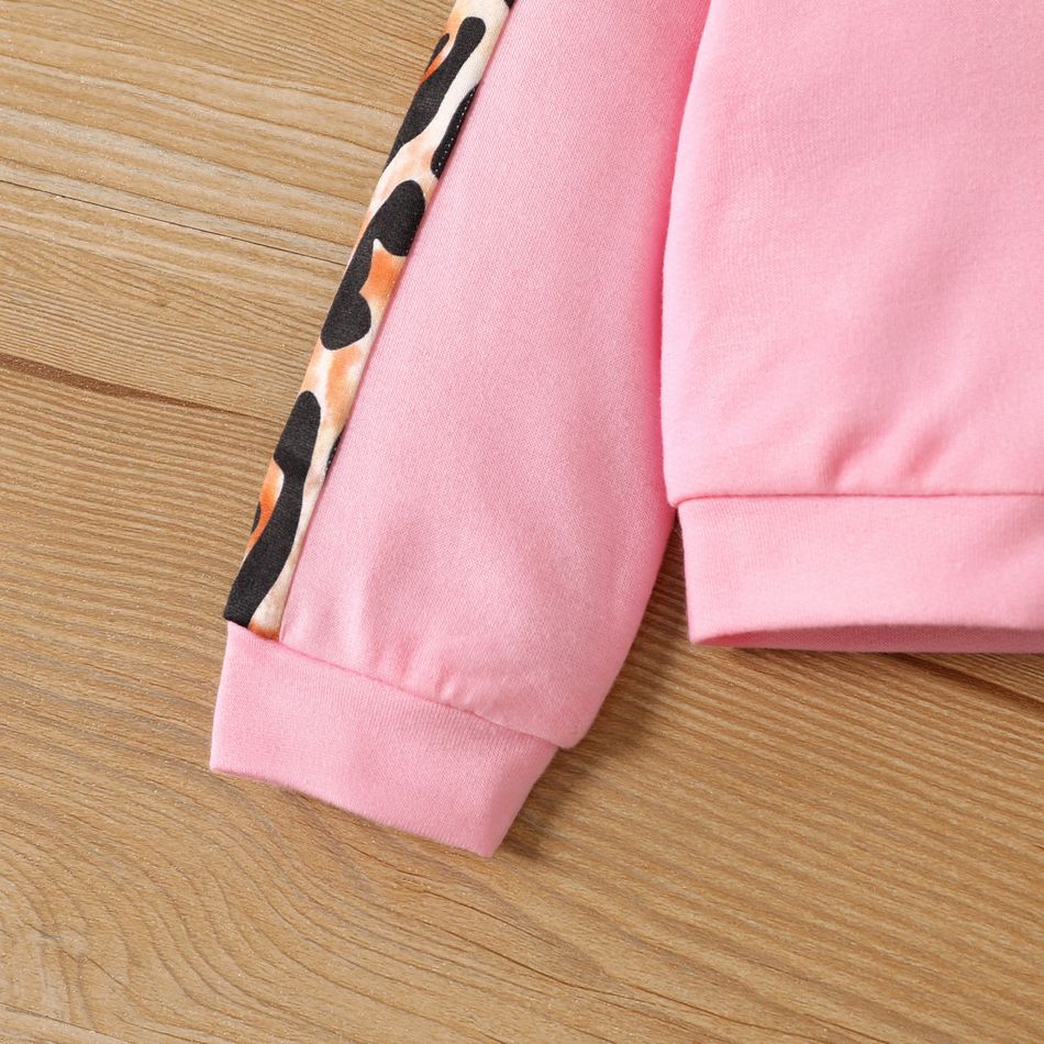 3pcs Baby Girl Long-sleeve Hooded Zip Jacket and Camisole with Leopard Print Pants Set ColorBlock big image 4