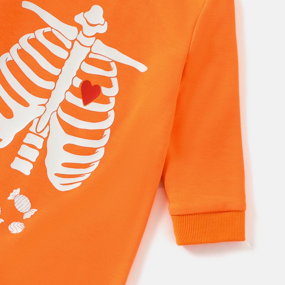 Halloween Glow In The Dark Skeleton Print Long-sleeve Pullover Sweatshirts ColorBlock big image 11