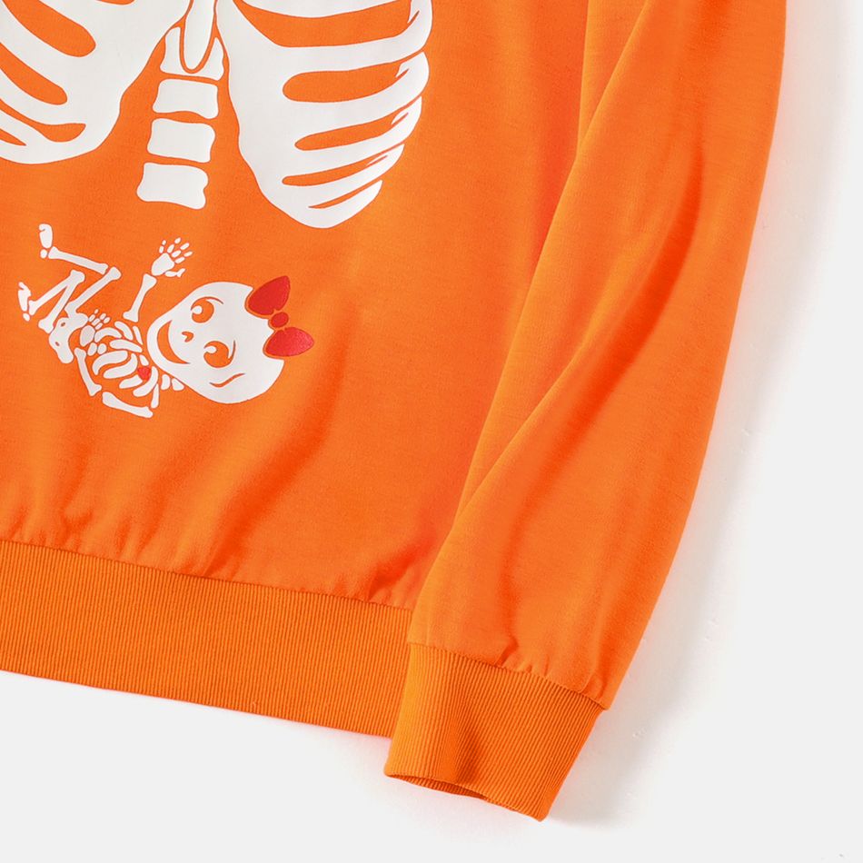 Halloween Glow In The Dark Skeleton Print Long-sleeve Pullover Sweatshirts ColorBlock big image 7