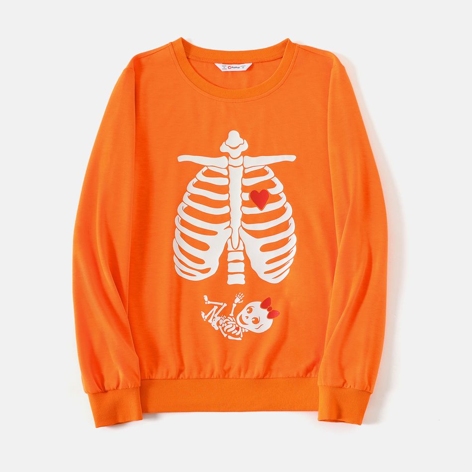 Halloween Glow In The Dark Skeleton Print Long-sleeve Pullover Sweatshirts ColorBlock big image 6