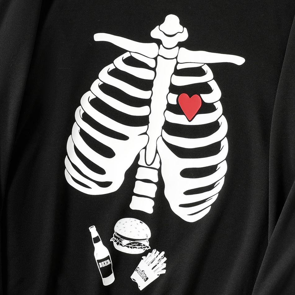 Halloween Glow In The Dark Skeleton Print Long-sleeve Pullover Sweatshirts ColorBlock big image 5
