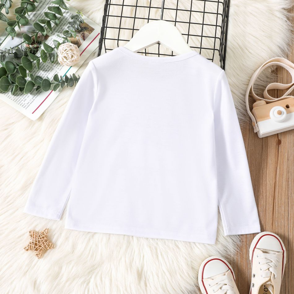Toddler Boy Casual Letter Print Long-sleeve Tee White big image 2