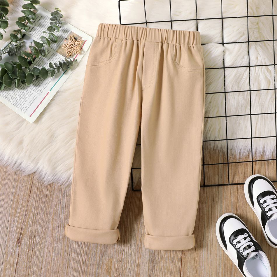Toddler Boy Basic Solid Color Elasticized Straight Pants Khaki